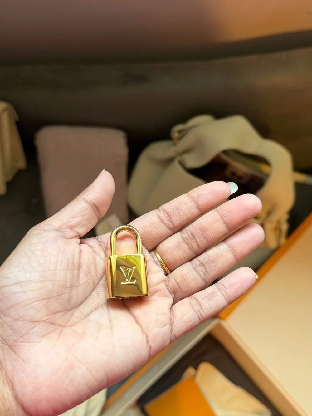 Louis Vuitton Gold-tone Padlock Charm with LV Monogram